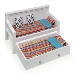 Badger Basket Sofa/Daybed with Trundle for 18 inch Dolls - White/Multi