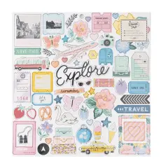 Maggie Holmes Round Trip Chipboard Stickers 12"X12"-Icons & Phrase