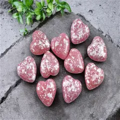 *10* 14mm Silver Splattered Pink Opal Heart Beads
