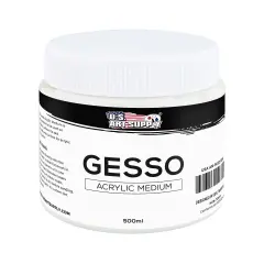 White Gesso Primer - 16.9oz (500ml) for Oil & Acrylic Paint - Superior Coverage, Canvas Prep, Mixable White Gesso Paint Artists