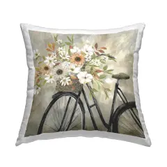 Country Floral Bicycle Decorative Printed Throw Pillow Design by Nan, 18 x 7 x 18
