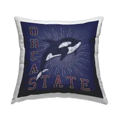 Orca State Varsity Outdoor Printed Pillow Design by Spirit Animals/Life Is High, 18 x 7 x 18