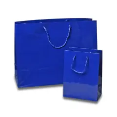 Small-Scale Elegance with Glossy Paper Euro Totes 8'' x 4'' x 10'' Classic Blue