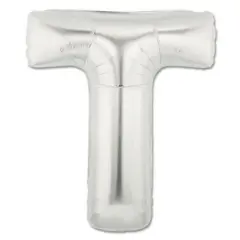 LETTER T FOIL BALLOON Metallic Silver