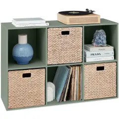 Best Choice Products 6-Cube Bookshelf, 13.5in Display Storage System, Organizer w/ Removable Back Panels Sage