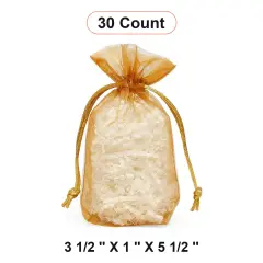 Flat Bottom Organza Bags 3 1/2 '' X 1 '' X 5 1/2 '' for Wedding Favor Bags Old Gold