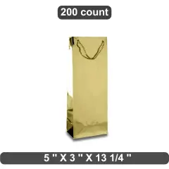 Sleek Metallic Paper Wine Bottle Euro Tote 5" x 3" x 13 1/4"