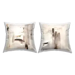 Neutral Abstract Expressions 2 PC Decorative Printed Throw Pillow Set Design by Igor Levashov, 18 x 7 x 18