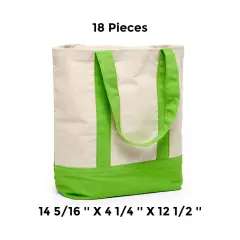 Functional Canvas Tote Bag with Two-Tone Accent 14 5/16" x 4 1/4" x 12 1/2" Lime / Natural