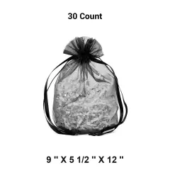 Wide Round Flat Bottom Organza Bags 9 '' X 5 1/2 '' X 12 '' for Gifts Black