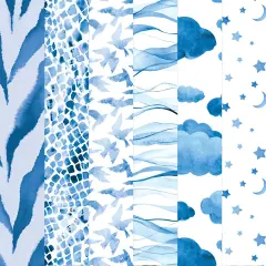 BLUE COLORWAYS II PATTERN 12 X12 SCRAPBOOK PAPER SET