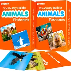 QUOKKA 104 Animal Flash Cards Set &ndash; Kids and Adults Vocabulary Builder for ABA Therapy, Early Childhood Education, ESL Teaching &ndash; Picture Cards for Speech Therapy and Vocabulary Building Activities