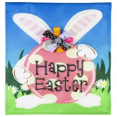 Hiding Bunny Easter Garden Flag 2 Sided Burlap
