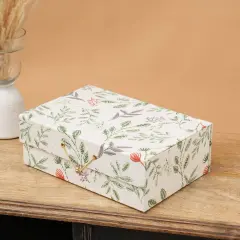 Handmade paper & Cardboard Rectangular Gift Box in Off white/Green - 11 X 4 Inch