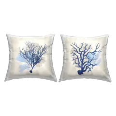 Abstract Navy Coral Plants 2 PC Decorative Printed Throw Pillow Set Design by Susan Arnot, 18 x 7 x 18