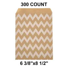 Practical White Paper Merchandise Bags 6 3/8" x 8 1/2" Wide Chevron