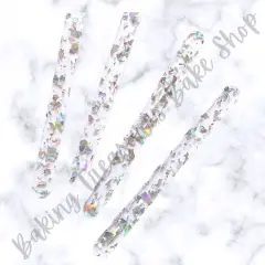 Flake Glitter Acrylic Popsicle Sticks- Silver