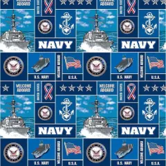 Sykel Enterprises U.S Navy Block Fleece Fabric by the Yard