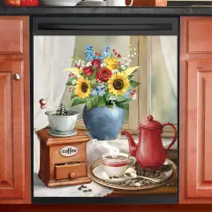 Collections Etc Time for Coffee Charming Dishwasher Magnet