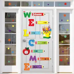 Welcome Window Door Clings Stickers,Welcome Poster for Classrooms Door Decorations