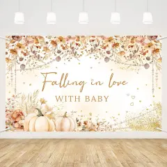 Wildflower Fall Little Pumpkin Baby Shower Banner- 5.9x3.6ft