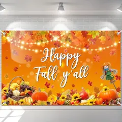 Happy Fall Y'all Backdrop Banner Autumn Harvest