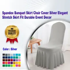 Spandex Banquet Skirt Chair Cover Silver Elegant Stretch Skirt Fit Durable Event Decor