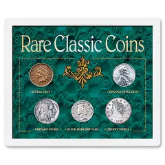 Collections Etc 5-Piece Rare Classic Coins Set with Protective Case