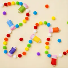 8.2Ft Back to School Felt Banner 3D Rainbow Pencil Garland