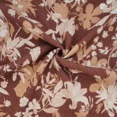 1 Yard Amber Brown Rayon Crinkle Fabric, 50/52" Wide, Lightweight Apparel Textile