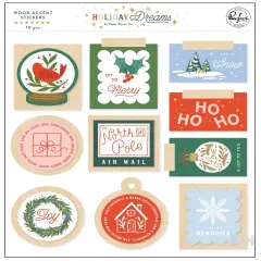 Pink Fresh Studio Holiday Dreams Wood Accent Dimensional Stickers