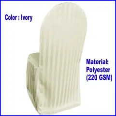 1 Piece Striped Jacquard Polyester Banquet Chair Cover Ivory Elegant Wedding Decor