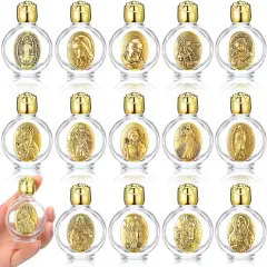 14 Pcs Small Glass Holy Water Bottle - Gold