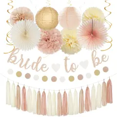 36pcs Bride To Be Banner,Bachelorette Paper Lanterns,Wedding Streamers Garland