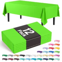 Exquisite 12-Pack Premium Plastic Tablecloth 54in. x 108in. Rectangle Plastic Table Cover Lime