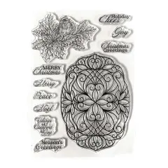 Elizabeth Craft Clear Stamps-Festive Holly Sentiments