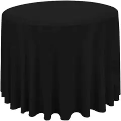 Premium 120" Round Black Tablecloth &ndash; Elegant Polyester for Weddings, Banquets & Restaurants