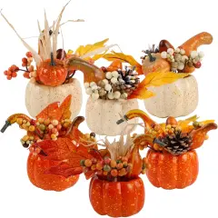6 Artificial Pumpkin Tabletop Decorations