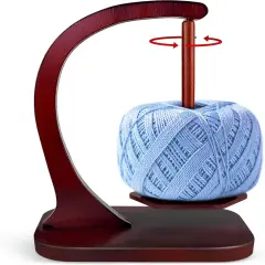 Yarn Holder for Crocheting & Knitting &ndash; Wooden Spinner with Magnetic Base & Anti-Slip Pads