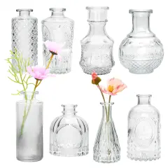 Set of 8 Glass Bud Vases Mini Flower Vases for Home Office Wedding Decor