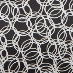 1 Yard Demitasse and Ivory Cream Silk Charmeuse Fabric Printed Circles 44 inch Width