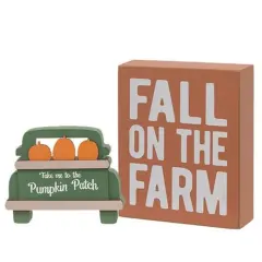 2 - Set Fall on the Farm Box Sign with Pumpkin Patch Truck Sitter