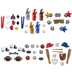 Assorted Sports Buttons &ndash; 50+ Piece Set for Sewing, Scrapbooking & DIY Crafts &ndash; Football, Baseball, Soccer, Golf & Skiing