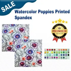 Watercolor Poppies Printed Spandex