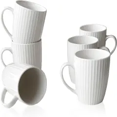 11 Ounce Porcelain Mugs, Set of 6 Coffee Mugs for Tea