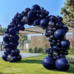Navy Blue Balloons Double Stuffed Dark Royal Blue Balloon Garland Different Sizes 18/12/5in Pearl Balloon Arch Kit For Graduation Birthday Baby Shower Wedding Party Decorations