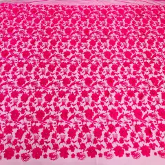 1 Yard Beaded 3D Floral Lace Fabric Embroidered Couture Mesh Dress 49" Width Fuchsia