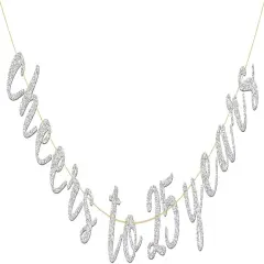 Glitter Silver Cheers to 25 Years Banner