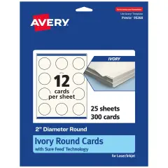 Avery 2" Diameter Round, Matte Ivory Round Cards