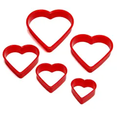 Chef Craft 5 Piece Plastic Heart Shapes Cookie Cutter Set - Sizes Vary from 1.5" to 3"
